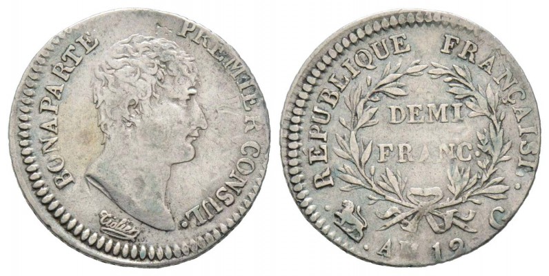 France, Premier Consul 1799-1804     1/2 Franc, Gèneve, AN 12 G, AG  2.44 g. 
R...