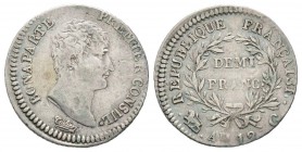 France, Premier Consul 1799-1804     1/2 Franc, Gèneve, AN 12 G, AG  2.44 g. 
Ref : G.394
Conservation : légèrement plié sinon pr.TTB
Quantité: 740...