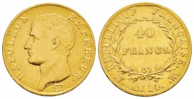 France, Premier Empire 1804-1814       40 Francs, Lille, AN 14 W, AU 12.9 g.                
Ref : G.1081, Fr.483               
Conservation : TTB ...