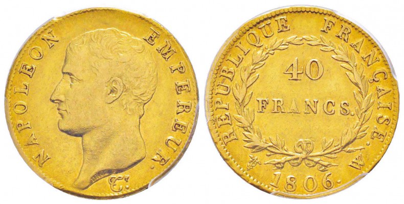 France, Premier Empire 1804-1814       40 Francs, Lille, 1806 W, AU 12.9 g.
Ref...