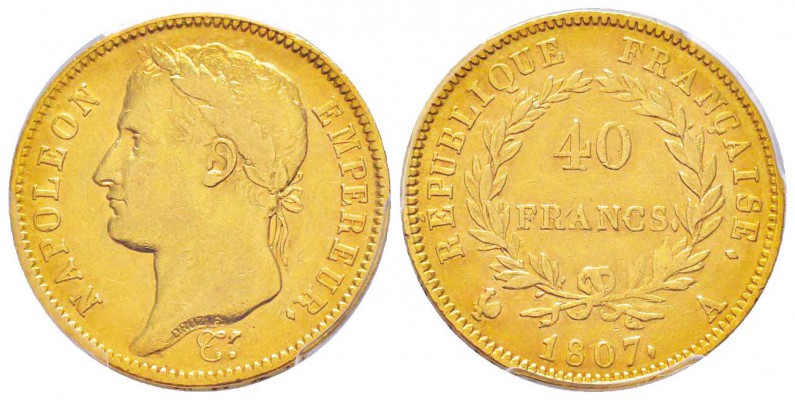 France, Premier Empire 1804-1814       40 Francs, Paris, 1807 A, AU 12.9 g.     ...