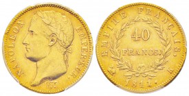 France, Premier Empire 1804-1814       40 Francs, Bordeaux, 1811 K, AU 12.88 g.                
Ref : G.1084, Fr.509               
Conservation : P...