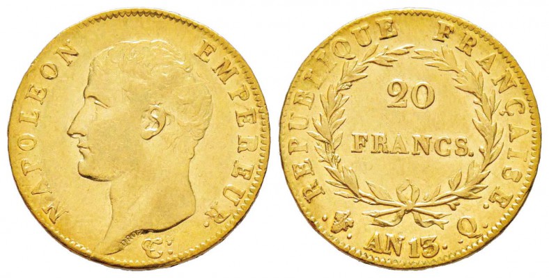 France, Premier Empire 1804-1814       20 Francs, Perpignan, AN13 Q, AU 6.45 g. ...
