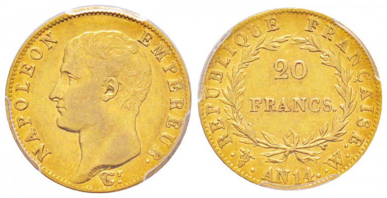 France, Premier Empire 1804-1814       20 Francs, Lille, AN14 W, AU 6.45 g.
Ref...