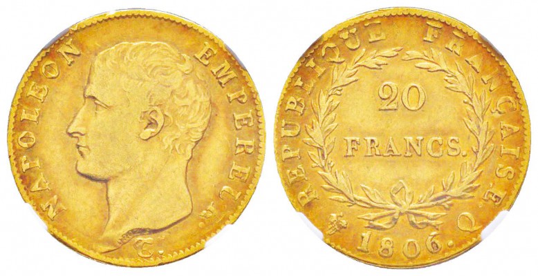 France, Premier Empire 1804-1814       20 Francs, Perpignan, 1806 Q, AU 6.45 g. ...