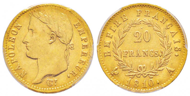 France, Premier Empire 1804-1814       20 Francs, Paris, 1810 A, Grand coq, AU 6...