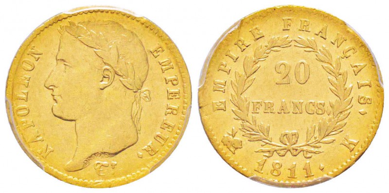 France, Premier Empire 1804-1814       20 Francs, Bordeaux, 1811 K, AU 6.45 g.  ...