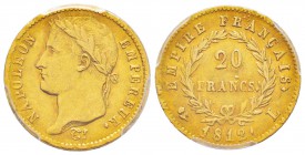 France, Premier Empire 1804-1814       20 Francs, Bayonne 1812 L, AU 6.45 g.                
Ref : G.1025, Fr.516               
Conservation : PCGS...