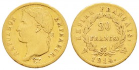 France, Premier Empire 1804-1814       20 Francs, Lille, 1814 W, AU 6.38 g.                
Ref : G.1025, Fr.516               
Conservation : TTB  ...