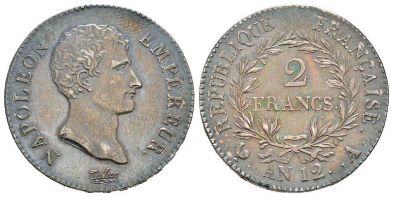 France, Premier Empire 1804-1814       2 Francs, Paris, AN 12 A, AG 10 g. 
Ref ...
