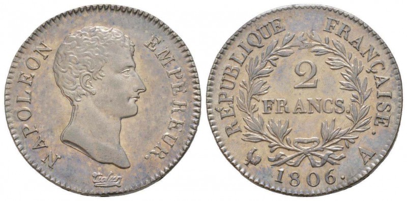 France, Premier Empire 1804-1814       2 Francs, Paris, 1806 A, AG 10 g. 
Ref :...