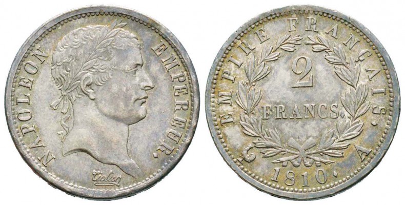France, Premier Empire 1804-1814       2 Francs, Paris, 1810 A, AG  10.07 g. 
R...