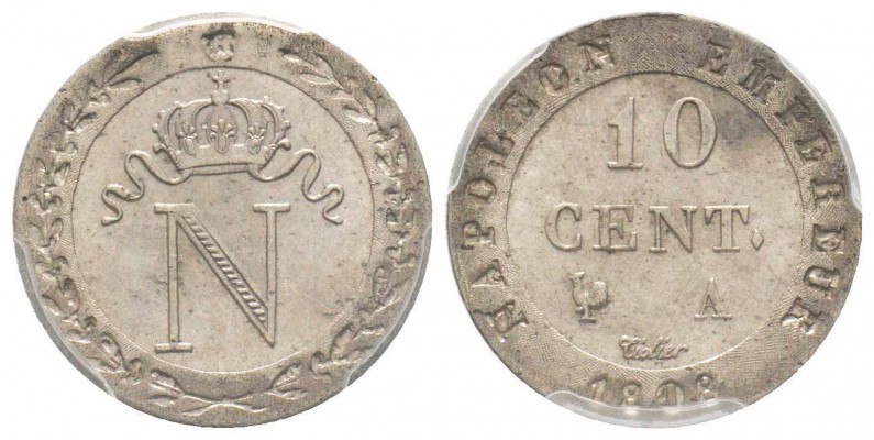 France, Premier Empire 1804-1814       10 centimes, Paris, 1808 A, Billon 2 g. ...