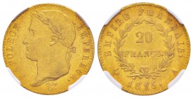 France, Cent-Jours, 20 mars-22 juin 1815              
20 Francs, Paris, 1815 A, AU 6.45 g.                
Ref : G.1025a, Fr.522               
Co...