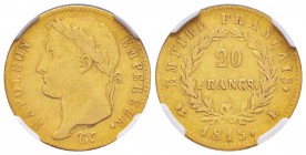 France, Cent-Jours, 20 mars-22 juin 1815      20 Francs, Bayonne, 1815 L, AU 6.45 g.                
Ref : G.1025a, Fr.523              
Conservatio...