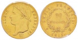 France, Cent-Jours, 20 mars-22 juin 1815      
20 Francs, Lille, 1815 W, AU 6.45 g.                
Ref : G.1025a, Fr.524               
Conservati...
