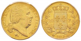 France, Louis XVIII 1815-1824    20 Francs, Paris, 1817 A, AU 6.45 g.                
Ref : G.1028, Fr.539               
Conservation : PCGS AU58  ...