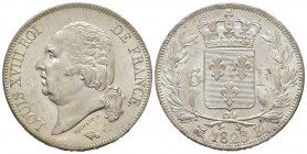 France, Louis XVIII 1815-1824    5 Francs, Bordeaux, 1823 K, AG 25 g.                
Ref : G.614     
Conservation : FDC