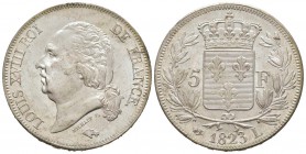 France, Louis XVIII 1815-1824    5 Francs, Bayonne, 1823 L, AG 25 g.                
Ref : G.614     
Conservation : FDC