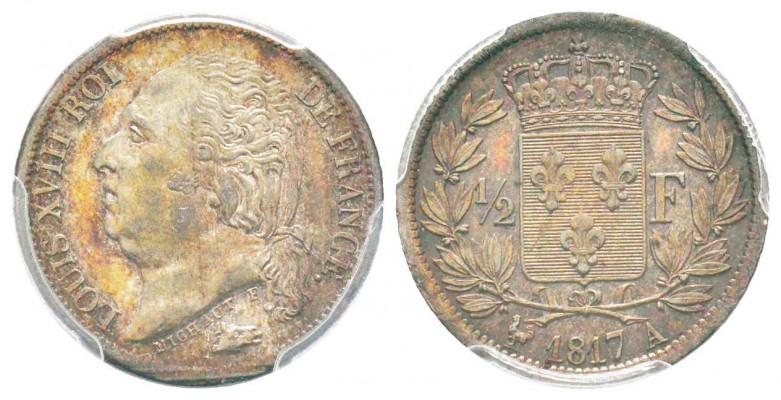 France, Louis XVIII 1815-1824    1/2 Franc, Paris, 1817 A, AG 2.5 g.            ...