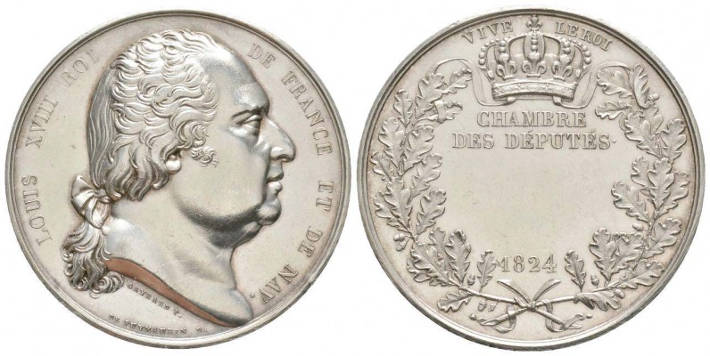 France, Louis XVIII 1815-1824    Médaille parlementaire, 1824, AG 43.3  40 mm
A...