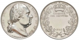 France, Louis XVIII 1815-1824    Médaille parlementaire, 1824, AG 43.3  40 mm
Avers : LOUIS XVIII ROI DE FrancE ET DE NAV
Revers : VIVE LE ROI CHAMB...