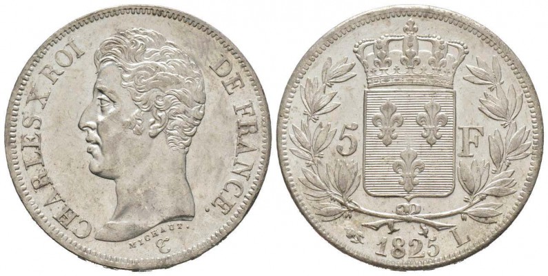 France, Charles X 1824-1830      5 Francs, Bayonne, 1825 L, AG 25 g. 
Ref : G. ...