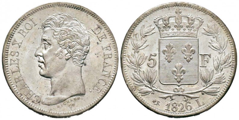 France, Charles X 1824-1830      5 Francs, Bayonne, 1826 L, AG 25 g. 
Ref : G. ...
