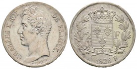 France, Charles X 1824-1830      2 Francs, La Rochelle, 1826 H, AG 10 g. 
Ref : G. 516
Conservation : Superbe. Rare