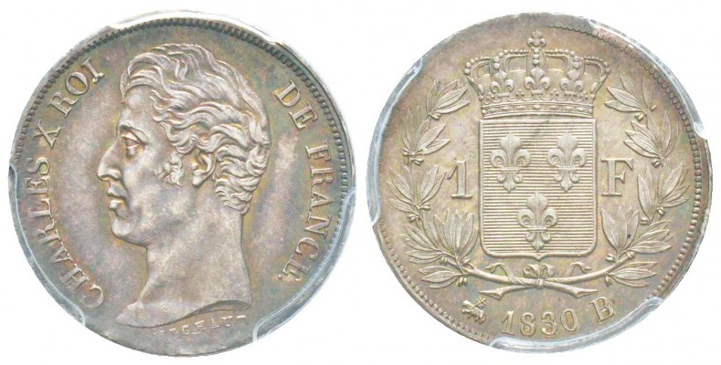 France, Charles X 1824-1830      1 Franc, Rouen, 1830 B, AG 5 g. 
Ref : G. 450...