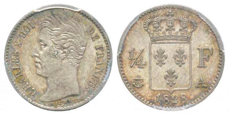 France, Charles X 1824-1830      1/4 Franc, Paris, 1828 A, AG 1.25 g. 
Ref : G....