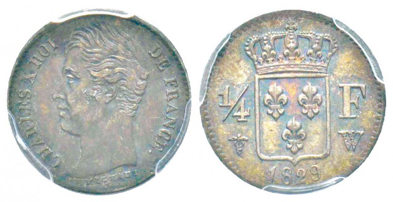 France, Charles X 1824-1830      1/4 Franc, Lille, 1829 W, AG 1.25 g. 
Ref : G....