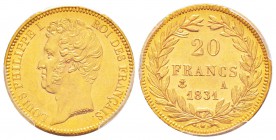 France, Louis Philippe 1830-1848       
20 Francs tranche en creux, Paris, 1830 A, AU 6.45 g.                
Ref : G.1030, Fr.553a               
...