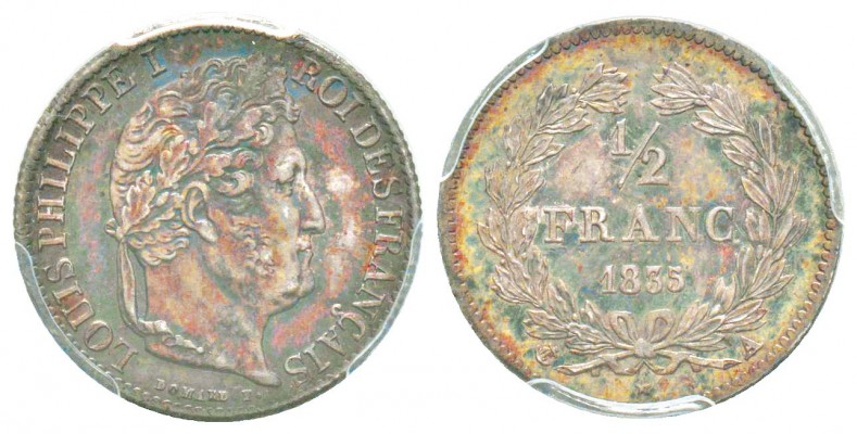 France, Louis Philippe 1830-1848       1/2 Franc, Paris, 1835 A, AG 2.5 g.      ...