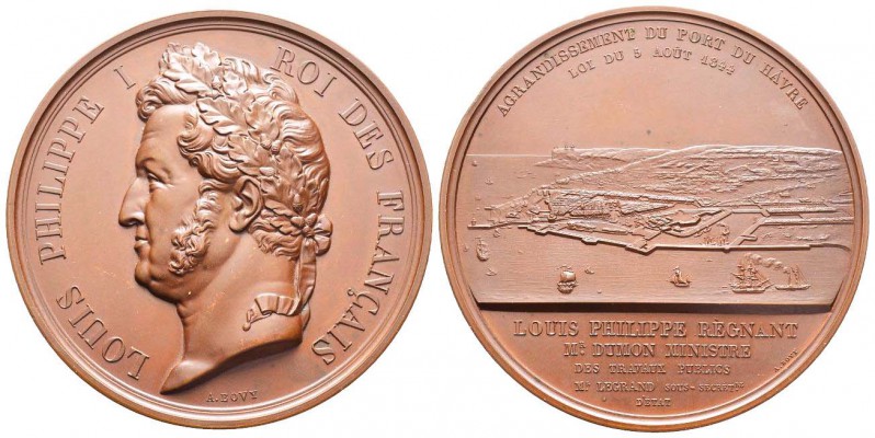 France, Louis Philippe 1830-1848       Médaille Agrandissement du port du Havre,...