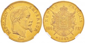 France, Second Empire 1852-1870       
100 Francs,  Strasbourg, 1862 BB, AU 32.25 g.                 
Ref : G.1136, Fr. 581               
Conserva...