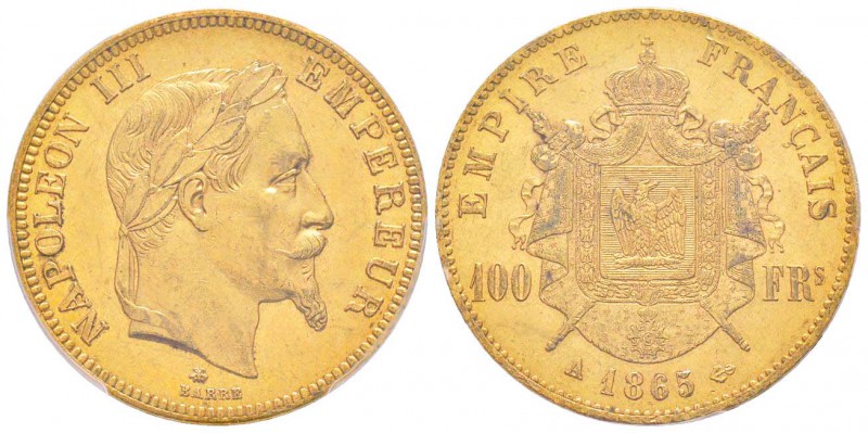 France, Second Empire 1852-1870       
100 Francs, Paris, 1865 A, AU 32.25 g.  ...
