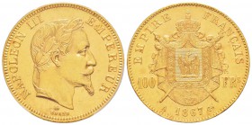 France, Second Empire 1852-1870       
100 Francs, Paris, 1867 A, AU 32.25 g.               
Ref : G.1136, Fr. 580               
Conservation : PC...