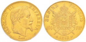 France, Second Empire 1852-1870       
100 Francs, Strasbourg, 1867 BB, AU 32.25 g.                
Ref : G.1136, Fr. 580               
Conservati...