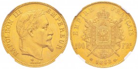 France, Second Empire 1852-1870       
100 Francs, Strasbourg, 1868 BB, AU 32.25 g.               
 Ref : G.1136, Fr. 581               
Conservati...
