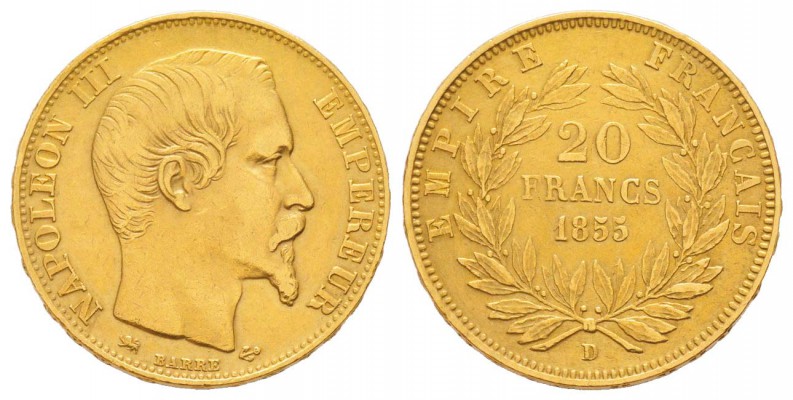 France, Second Empire 1852-1870       
20 Francs, Lyon, 1855 D, frappe médaille...