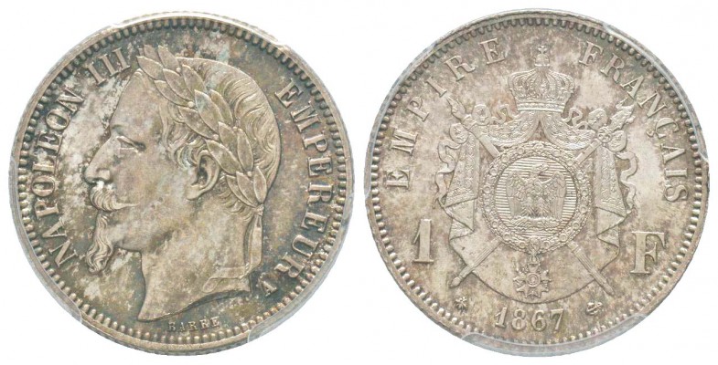 France, Second Empire 1852-1870       
1 Franc, Paris, 1867 A, AG 5 g.         ...