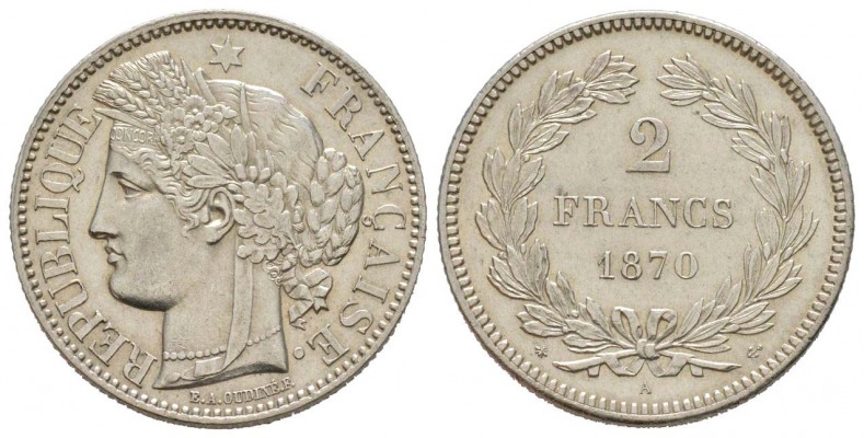 France, Gouvernement de Défense nationale 1870-1871
2 Francs Cérès, Paris, 1870...