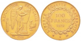 France, Troisième République 1870-1940       
100 Francs, Paris, 1879 A, Ancre Barrée, AU 32.25 g.                
Ref : G.1137a, Fr. 590           ...