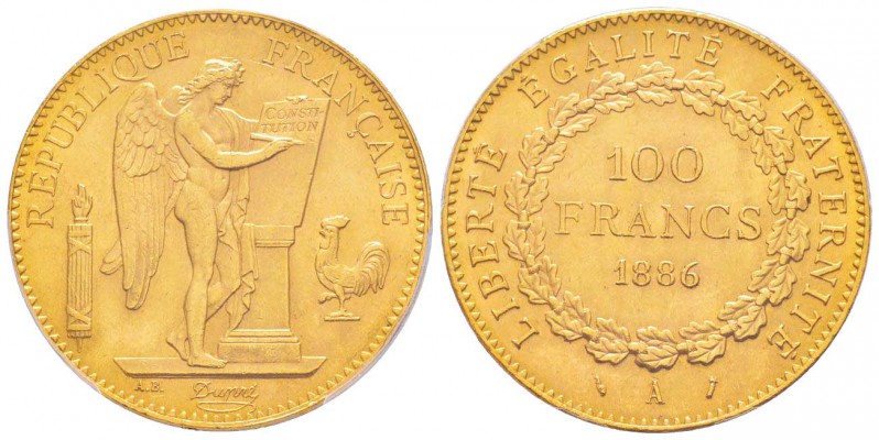 France, Troisième République 1870-1940    
100 Francs, Paris, 1886 A, AU 32.25 ...