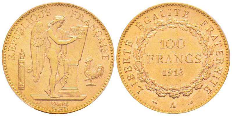 France, Troisième République 1870-1940    
100 Francs, Paris, 1913 A, AU 32.25 ...
