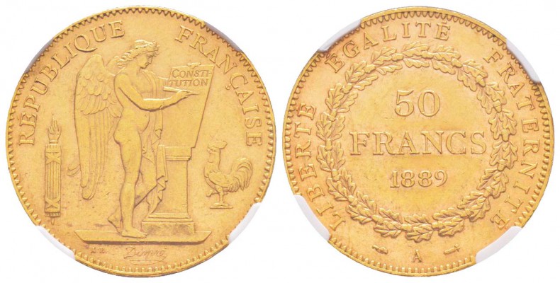France, Troisième République 1870-1940    
50 Francs, Paris, 1889 A, AU 16.12 g...