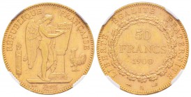 France, Troisième République 1870-1940    
50 Francs, Paris, 1900 A, AU 16.12 g.                
Ref : G.1113, Fr. 591               
Conservation ...