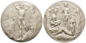 France, Troisième République 1870-1940    
Médaille en argent par Louis Dejean, Paris, 1909, "Adolescents", AG 87 g. 57mm poinçons ARGENT Corne d'abo...