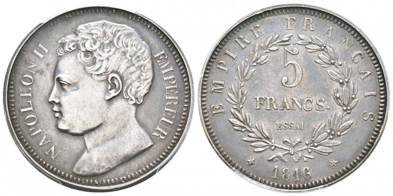 Napoléon II, Essai de 5 Francs, Paris, 1816, AG 25 g. 
Ref : G.596 (1989), Maz....